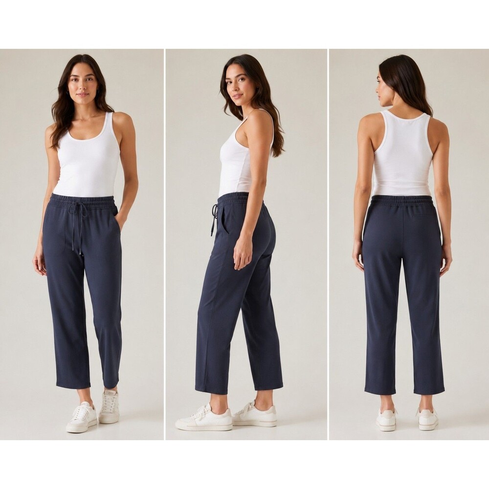 NWT Athleta Seasoft Mid Rise Straight Pants Women XS Navy Blue Tencel SoftGym